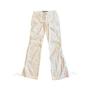New Vintage Y2K Abercrombie Low Rise White Flair Bottom Cargo Pants 4